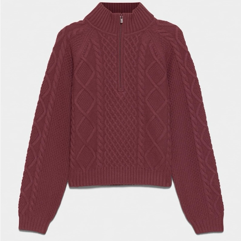 Never worn. Sunday Best Maroon Knit Pullover 1/4 zip.